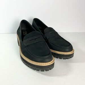 Toms Black Loafers with Tan Sole